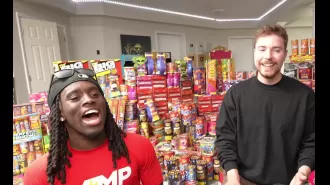 MrBeast and Kai Cenat used fireworks to destroy a fake room, not the real one.