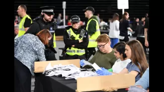 Cops storm vote tally in large UK urban area.
