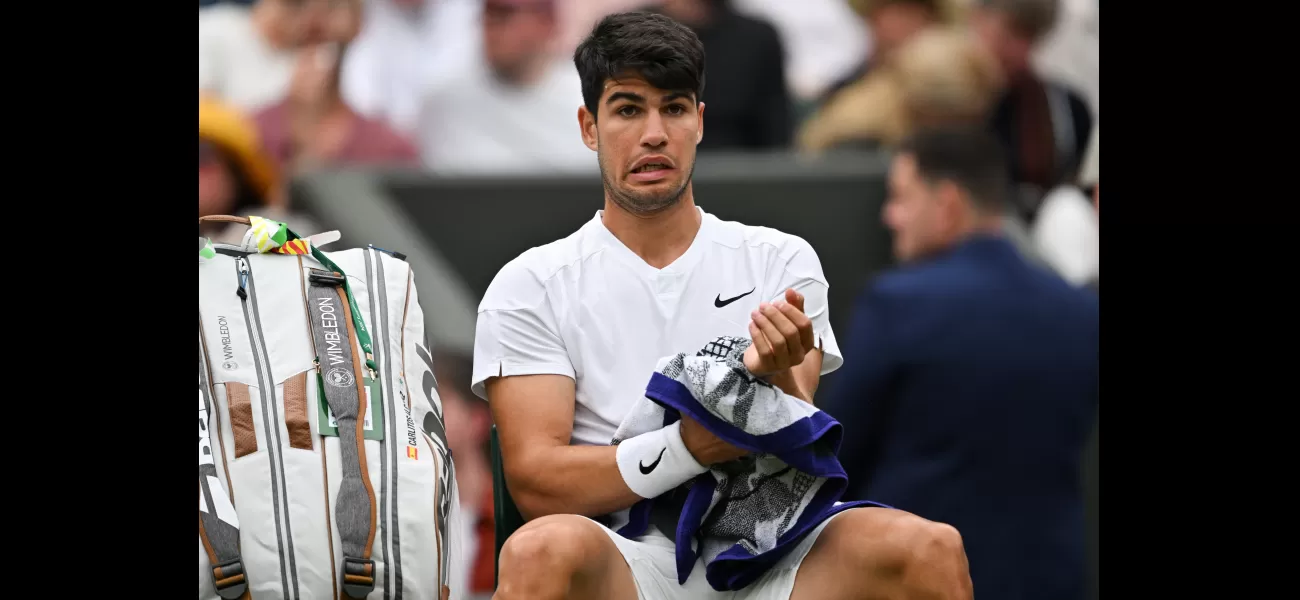 At Wimbledon, Carlos Alcaraz's match was interrupted by a champagne bottle cork hitting the roof.