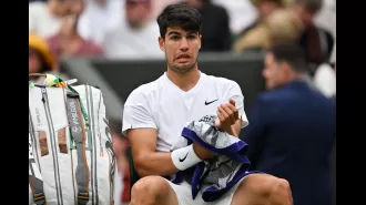 At Wimbledon, Carlos Alcaraz's match was interrupted by a champagne bottle cork hitting the roof.