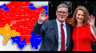 The map displays London's voting patterns in the General Election, revealing a majority of red.