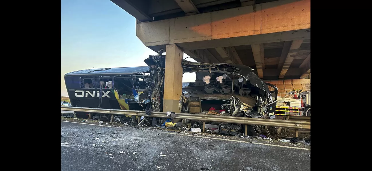 10 people died when a bus crashed into a bridge support on a highway.