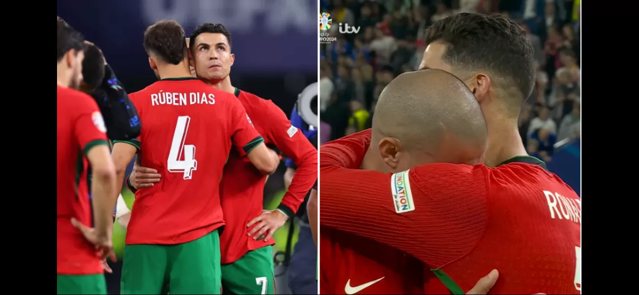 Cristiano Ronaldo comforts crying Portugal teammate after losing penalty shootout against France in Euro 2024.