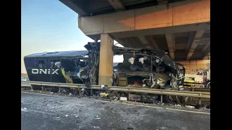 10 people died when a bus crashed into a bridge support on a highway.
