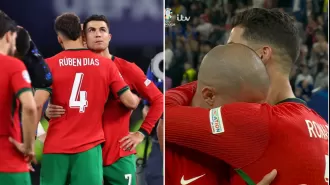 Cristiano Ronaldo comforts crying Portugal teammate after losing penalty shootout against France in Euro 2024.