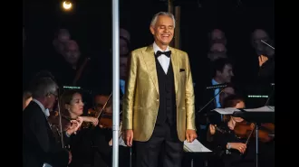 Famous singer Andrea Bocelli performs at BST Hyde Park in honor of his successful career.