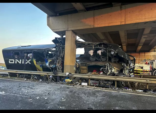 10 people died when a bus crashed into a bridge support on a highway.