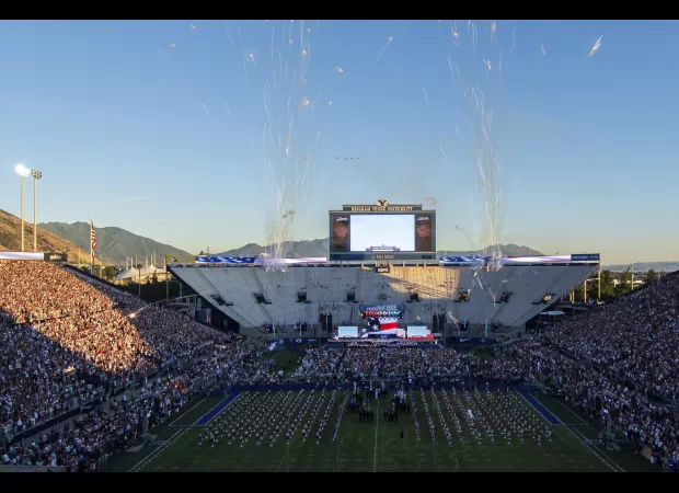 Several people hurt as fireworks hit audience at Utah stadium.