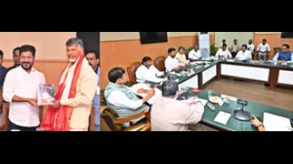 Andhra and Telangana CMs meet in Hyderabad to resolve remaining issues related to bifurcation.