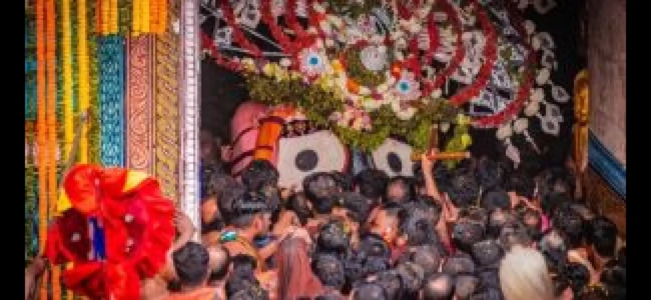 The ceremonial procession of the deities known as 'Pahandi' is currently taking place at Puri's Jagannath temple during the Rath Yatra.