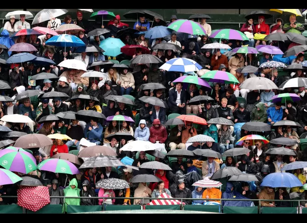 Rainy forecast for London as Emma Radacanu competes in a match.