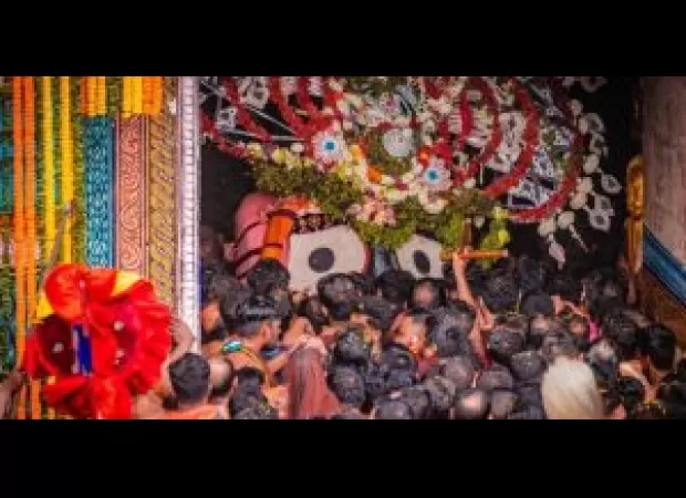 The ceremonial procession of the deities known as 'Pahandi' is currently taking place at Puri's Jagannath temple during the Rath Yatra.