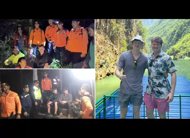 British siblings found after disappearing on vacation; located on peak of volcano.
