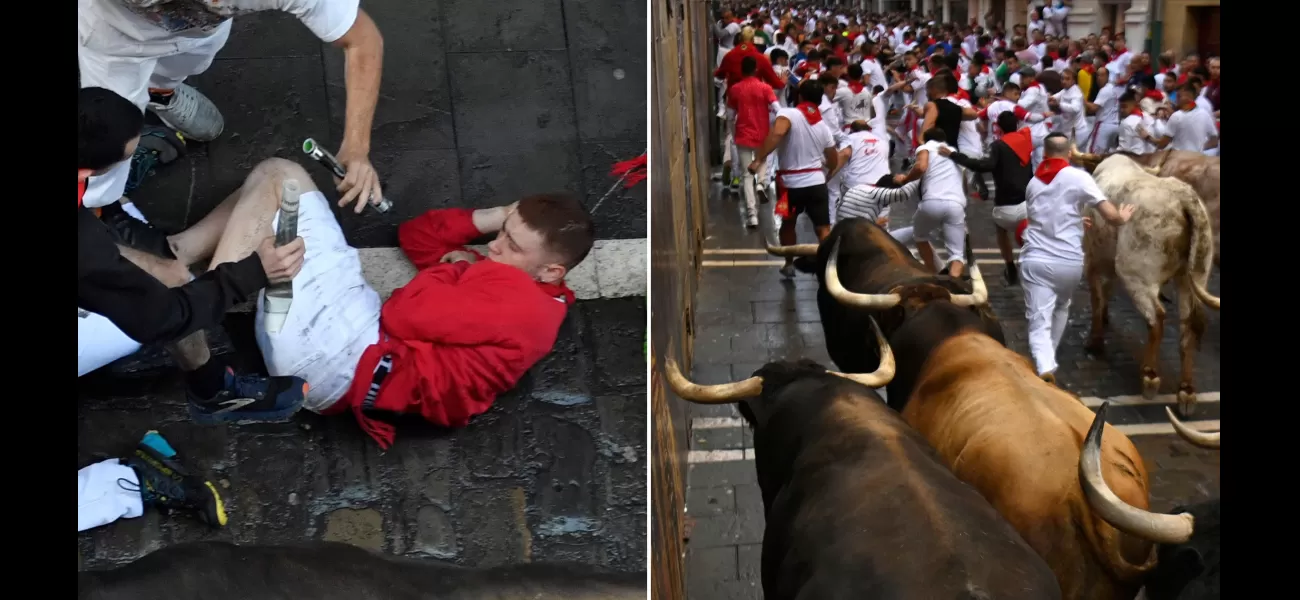 1 man injured in mouth & 5 others hurt during controversial bull running event.