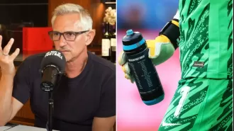 Gary Lineker cautions Jordan Pickford about using a water bottle 