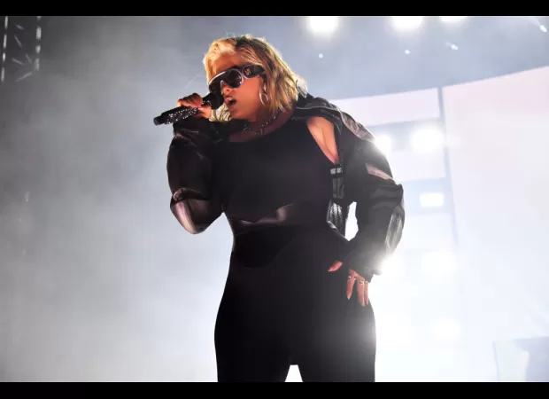 Famous singer ejects fan who threw items at them during performance.