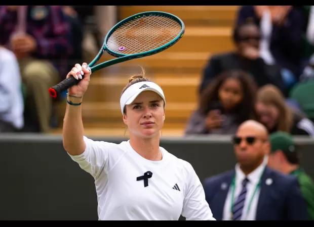 Elina Svitolina honors a tragic event by sporting a black ribbon at Wimbledon 2024.