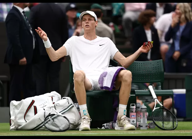 Top-ranked Jannik Sinner eliminated from Wimbledon after thrilling quarter-final match.