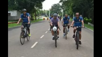 Vedangi is starting her global bike trip from INS Chilka.