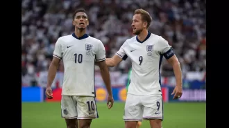 The leaderboard for the Euro 2024 Golden Boot, featuring top scorers Harry Kane and Jude Bellingham from England.