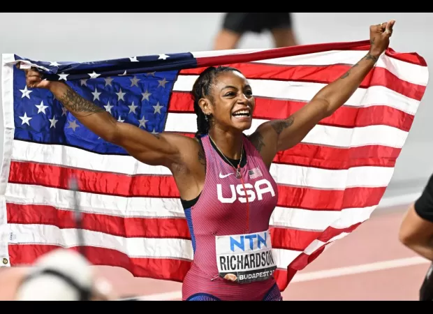 Sha'Carri Richardson, a track and field star, graces the digital cover of Vogue before the Paris Olympics.