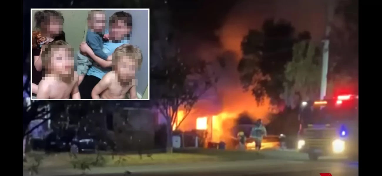Man locks door, sets house on fire with family inside, killing three children.