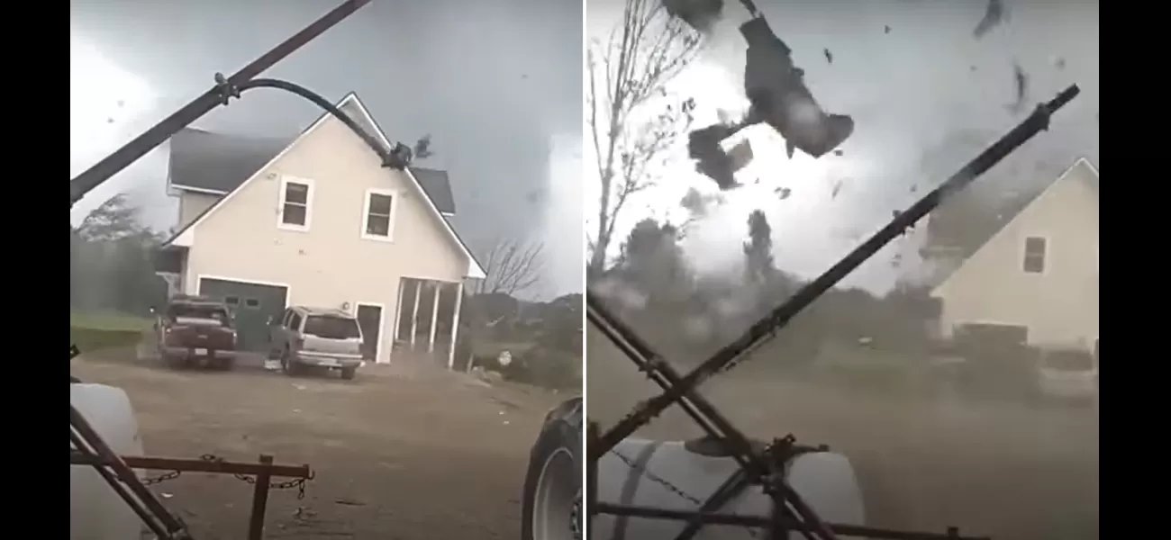 Scary moment as Beryl's tornado tears off roof of house.
