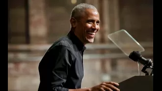 Obama makes surprise appearance at party celebrating 50th anniversary of U.S. Men's Basketball Team.