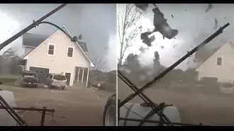 Scary moment as Beryl's tornado tears off roof of house.