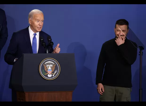 Biden mistakenly refers to Ukrainian President Zelensky as President Putin during a tense press conference.