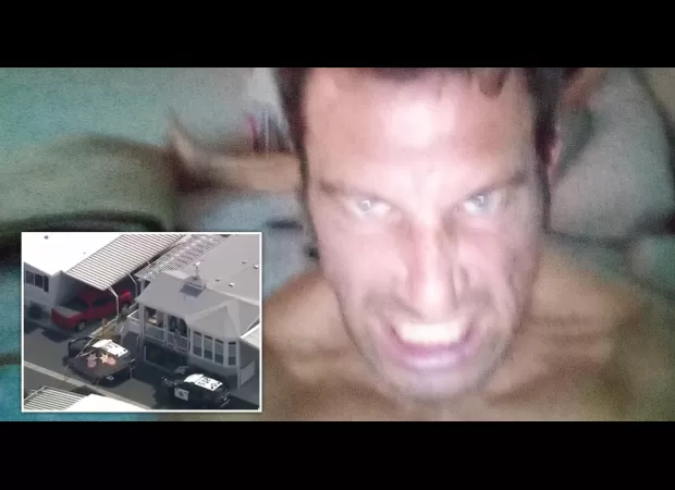 A man kills his parents and dog and then flees on a stolen golf cart.