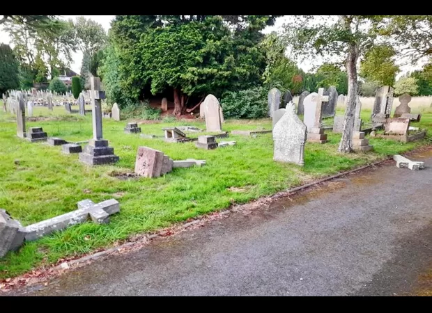'Hateful' vandals damage 100-year-old headstones at a significant burial ground.