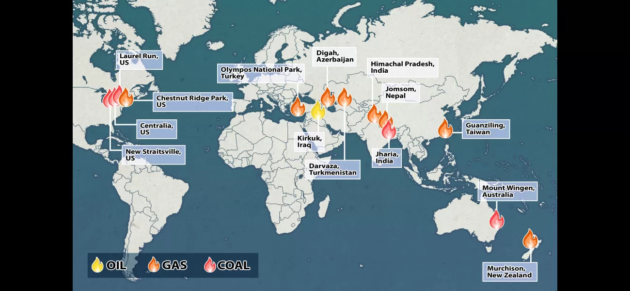 Map shows locations of perpetual fires around the globe.