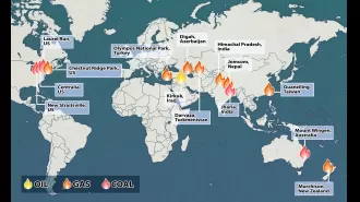 Map shows locations of perpetual fires around the globe.