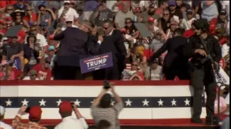 Trump fell to the ground during a rally after gunshots were heard.