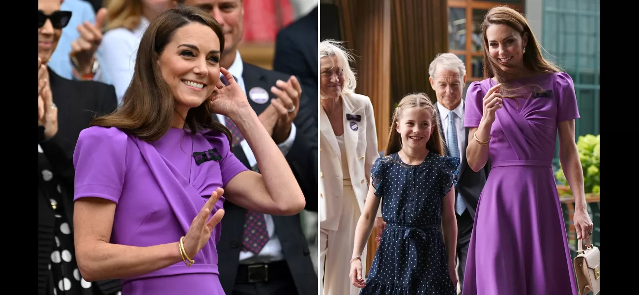 Duchess of Cambridge wows at Wimbledon in £1,295 Safiyaa dress, looking gorgeous in purple.