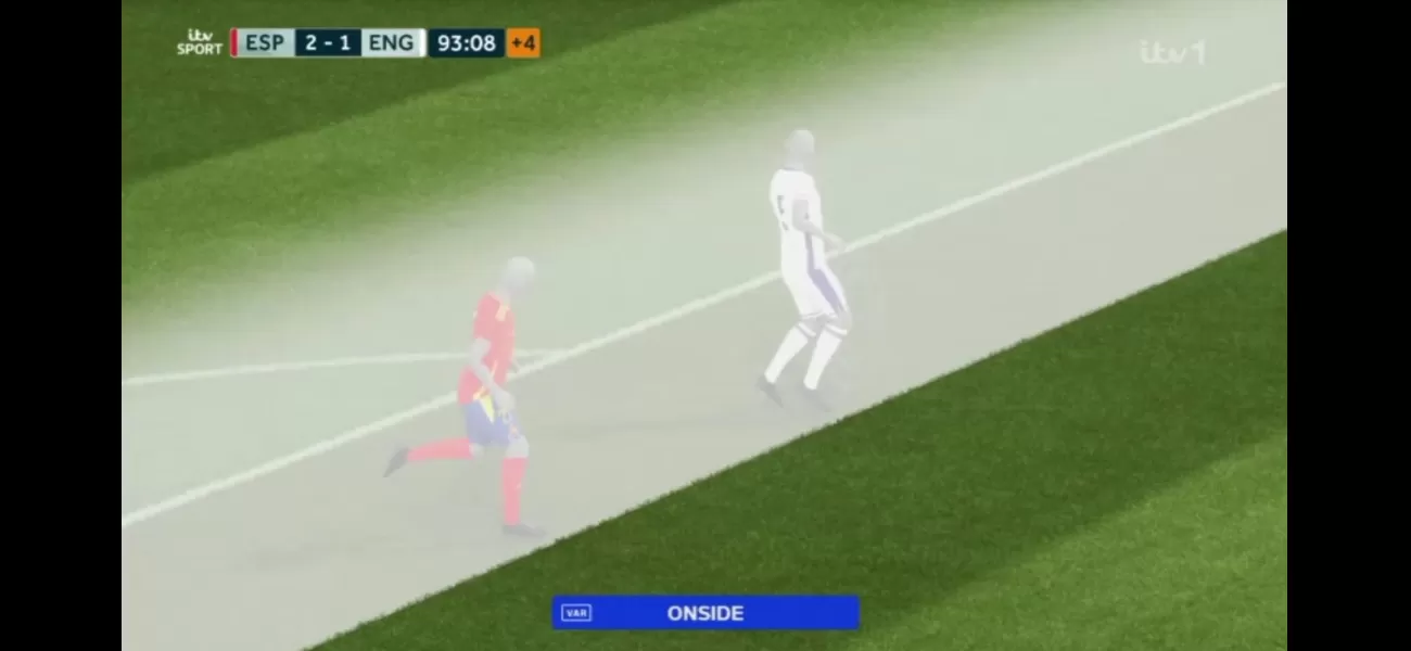 Offside replay reveals narrow margin of goal in Euro 2024 final between Spain and England.