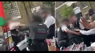 A pro-Palestine protester was allegedly punched by a police officer during a demonstration in London.