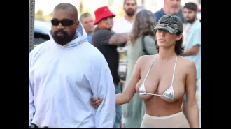 Bianca Censori, 29, and husband Kanye West, 47, wear tiny bikinis together.