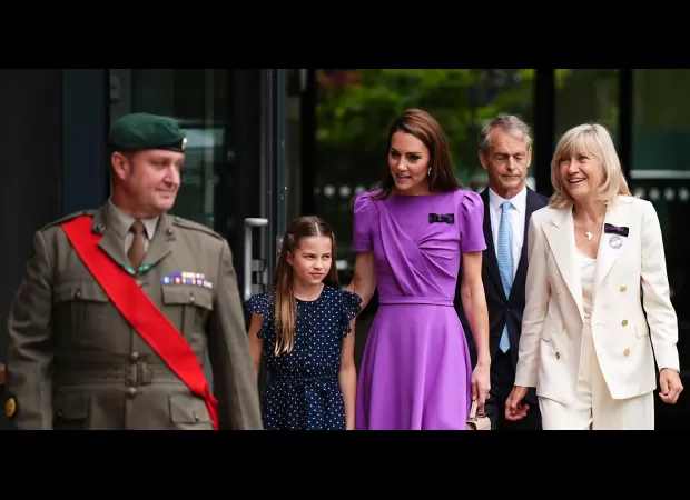 Kate Middleton and Princess Charlotte spotted at Wimbledon, marking Kate's second appearance following her cancer diagnosis.