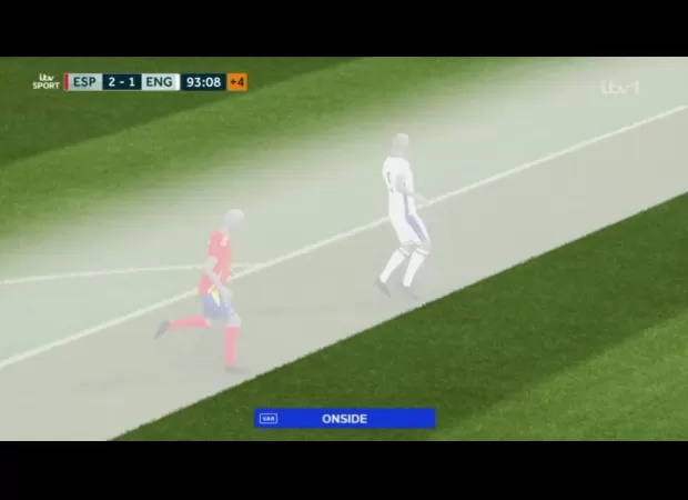 Offside replay reveals narrow margin of goal in Euro 2024 final between Spain and England.
