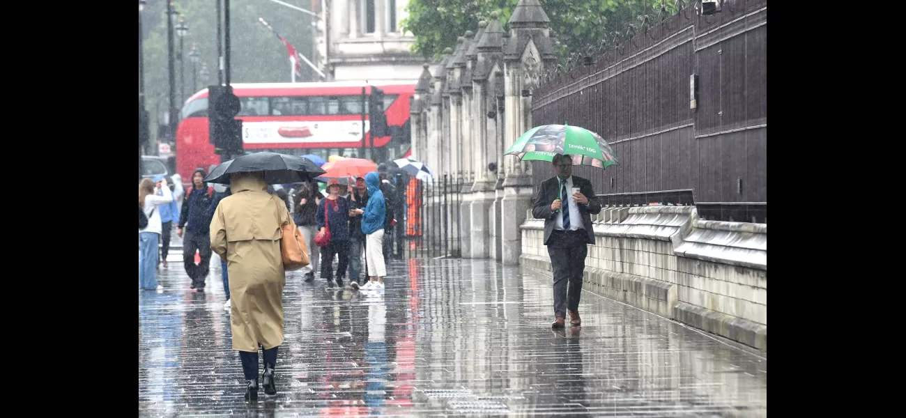 UK weather warning issued by Met Office for heavy rain and thunderstorms, considered a bad omen.