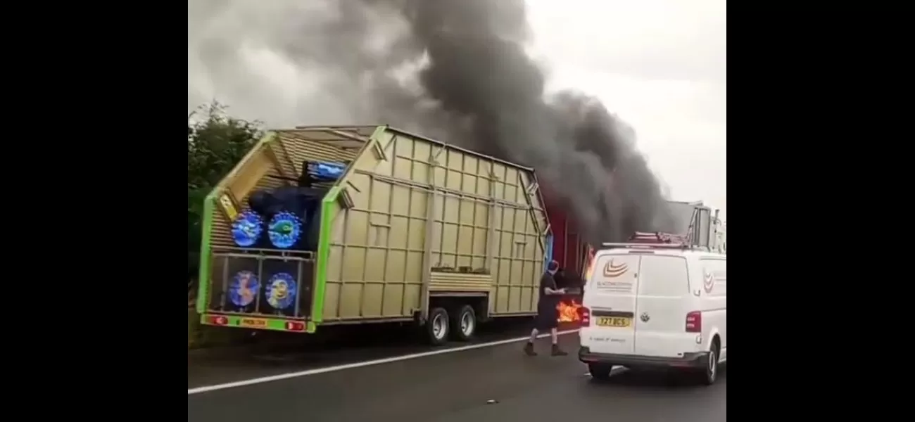 Major UK highway section shut down due to blaze on amusement ride