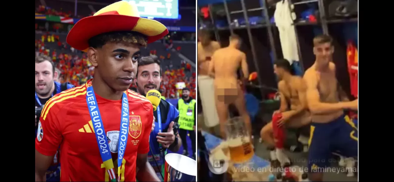 Lamine Yamal shares video of naked teammates to 500K followers after Spain's victory over England in Euro 2024 final.