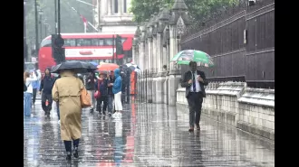 UK weather warning issued by Met Office for heavy rain and thunderstorms, considered a bad omen.