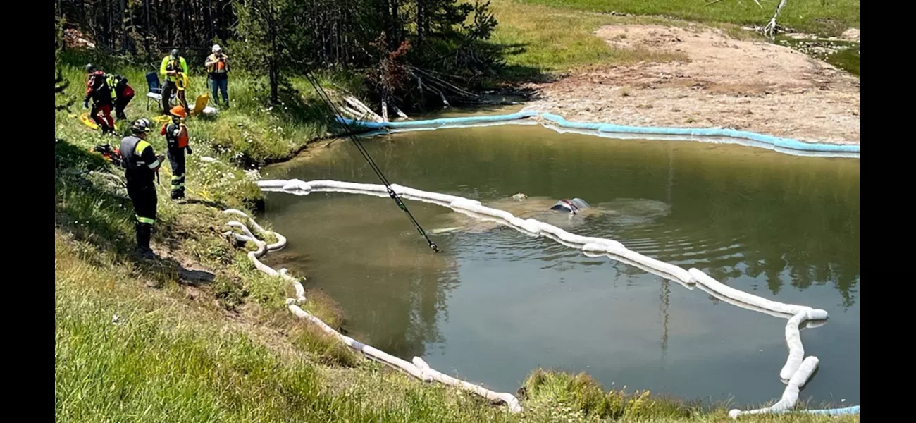 Five individuals in car fall into scorching acidic lake at park.