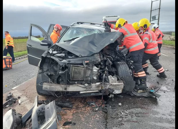 Astonishing incident as drugged-up truck driver veers into vehicle, resulting in severe harm.