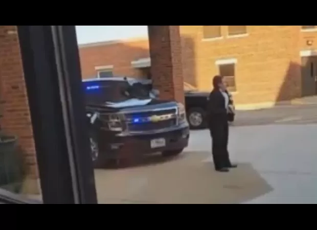 Trump was seen walking as he arrived at the hospital.