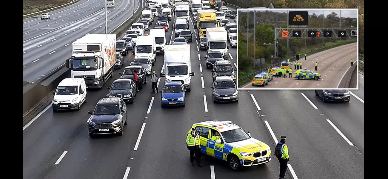 Protesters against oil are given record jail sentences for causing disruption on the M25 highway.