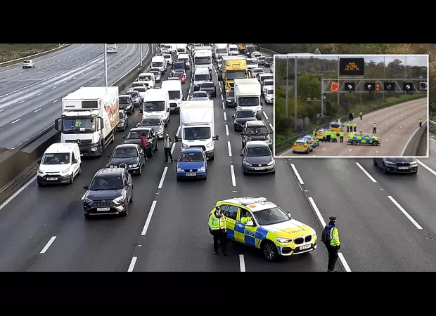 Protesters against oil are given record jail sentences for causing disruption on the M25 highway.
